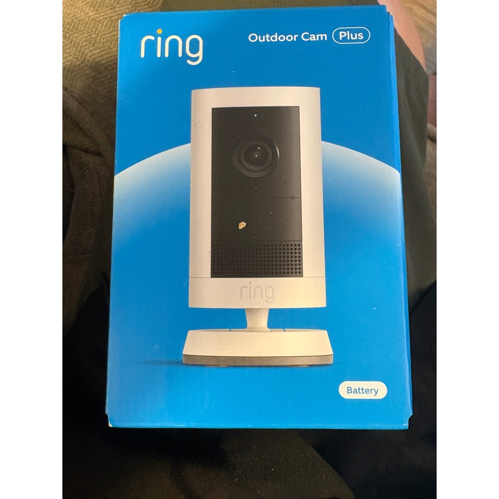 Ring Stick Up Cam Plus Battery Outdoor Security Camera 2K HD White 840414698109